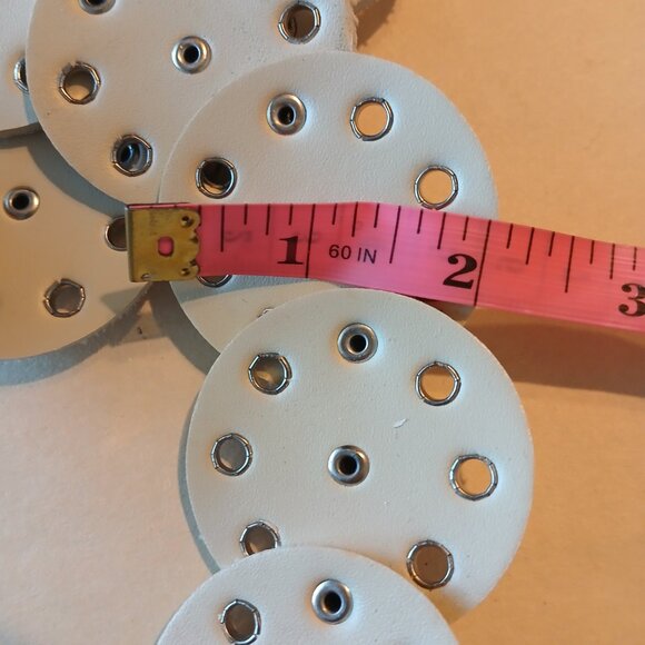 Women's Western Boho Silver and Gold Toned Disc Belt with Metal Buckle - Picture 3 of 8